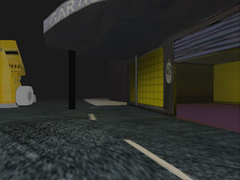 The Blind Eye screenshot, showing is dark street  and the side of a garage.
