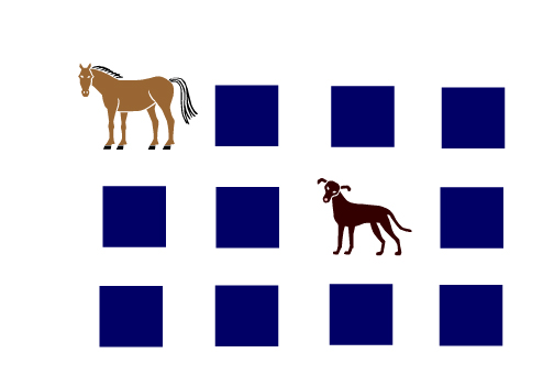 TPB Memory ingame screenshot, showing several squares, a dog and a horse.